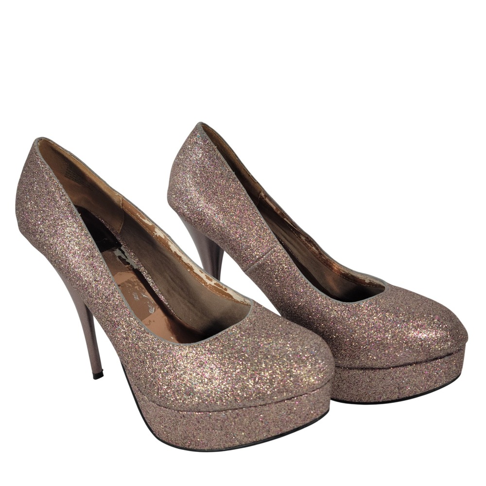 Rose Gold Glitter Platform Pumps Women 11 Stiletto Heels Hoco Homecoming Sparkle